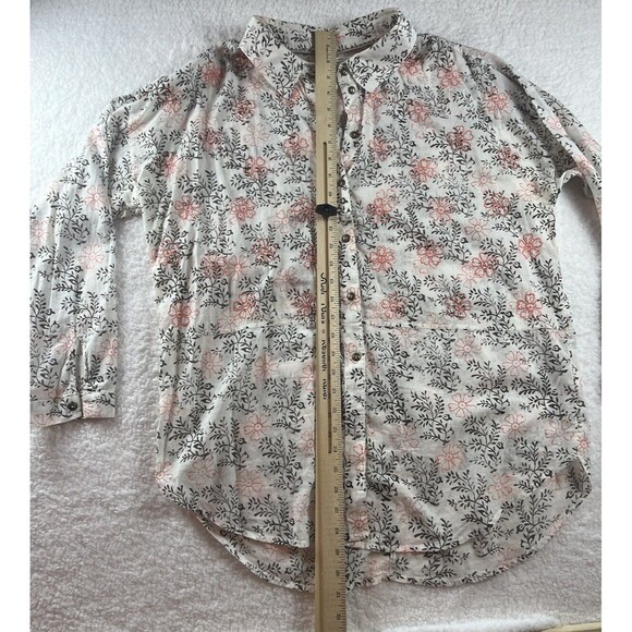 Anthropologie Top Womens M/L Enchanted Floral Button Down Lagenlook Embroidered - Picture 4 of 10